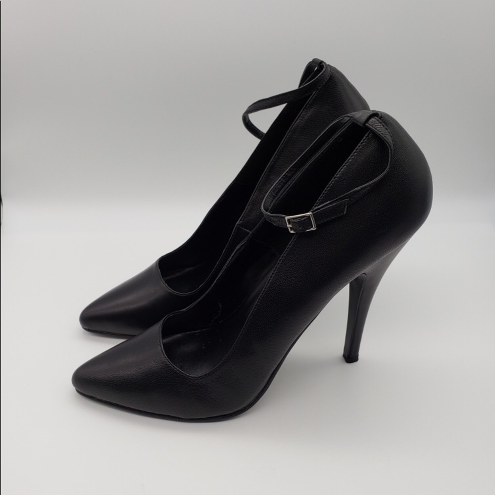 Pleaser Black Leather Stiletto Heels Domina 431